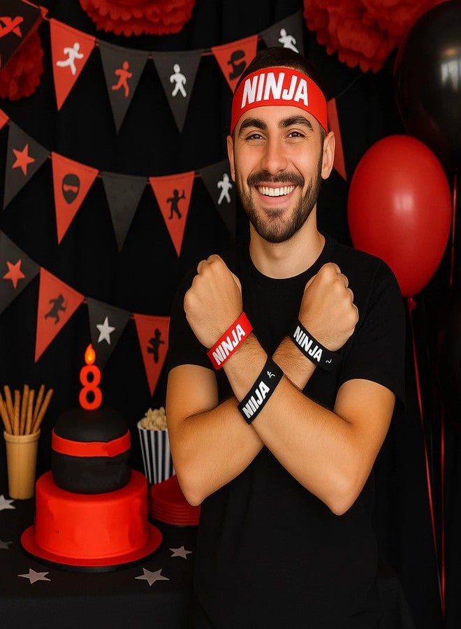 Deekin 30 Pieces Ninja Silicone Wristbands Bracelets Samurai Rubber Ninja Party Favors Bracelets Warrior Stretch Wristbands for Warrior Theme Party Favors Goody Bag Supplies, 3 Colors - Image 2